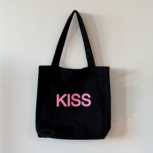 Black Tote Bag with Pink KISS Print